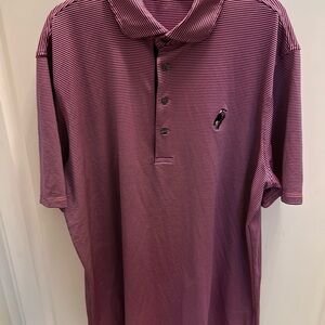 Greyson Mens Golf Polo XL Pink Stripe Performance Short Sleeve Athletic Stretch